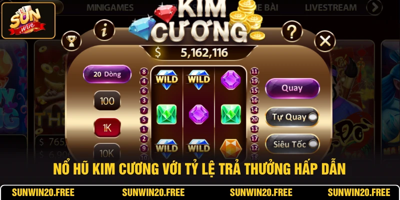 Nổ hũ kim cương với tỷ lệ trả thưởng hấp dẫn